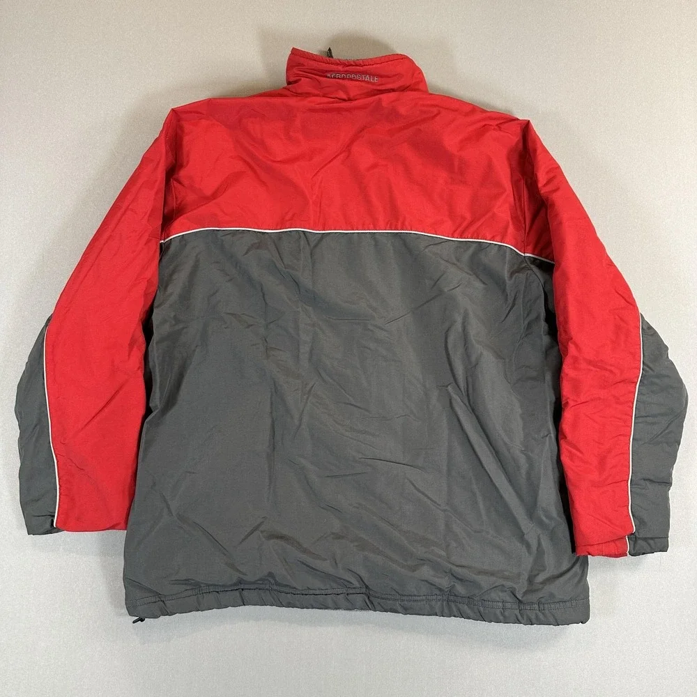 Aeropostale‎ Jacket Mens Large Gray Red Colorblock Full Zip Insulated